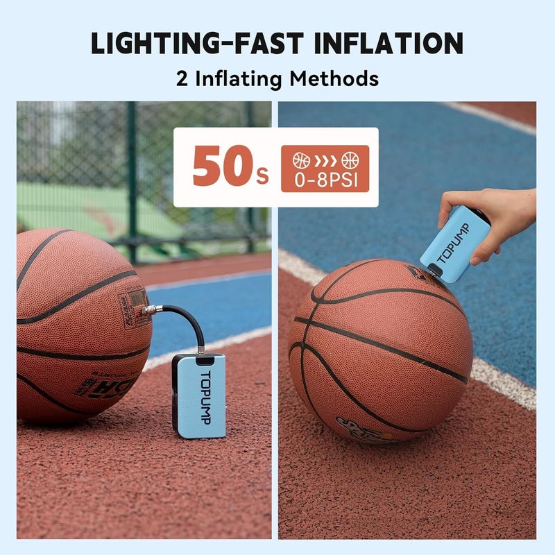 TOPUMP Electric Ball Pump with Inflation & Deflation, Portable Rechargeable Ball Pump with Pressure Gauge (Max 20PSI), Suitable for Basketball, Soccer, Volleyball and Rugby - Image 3